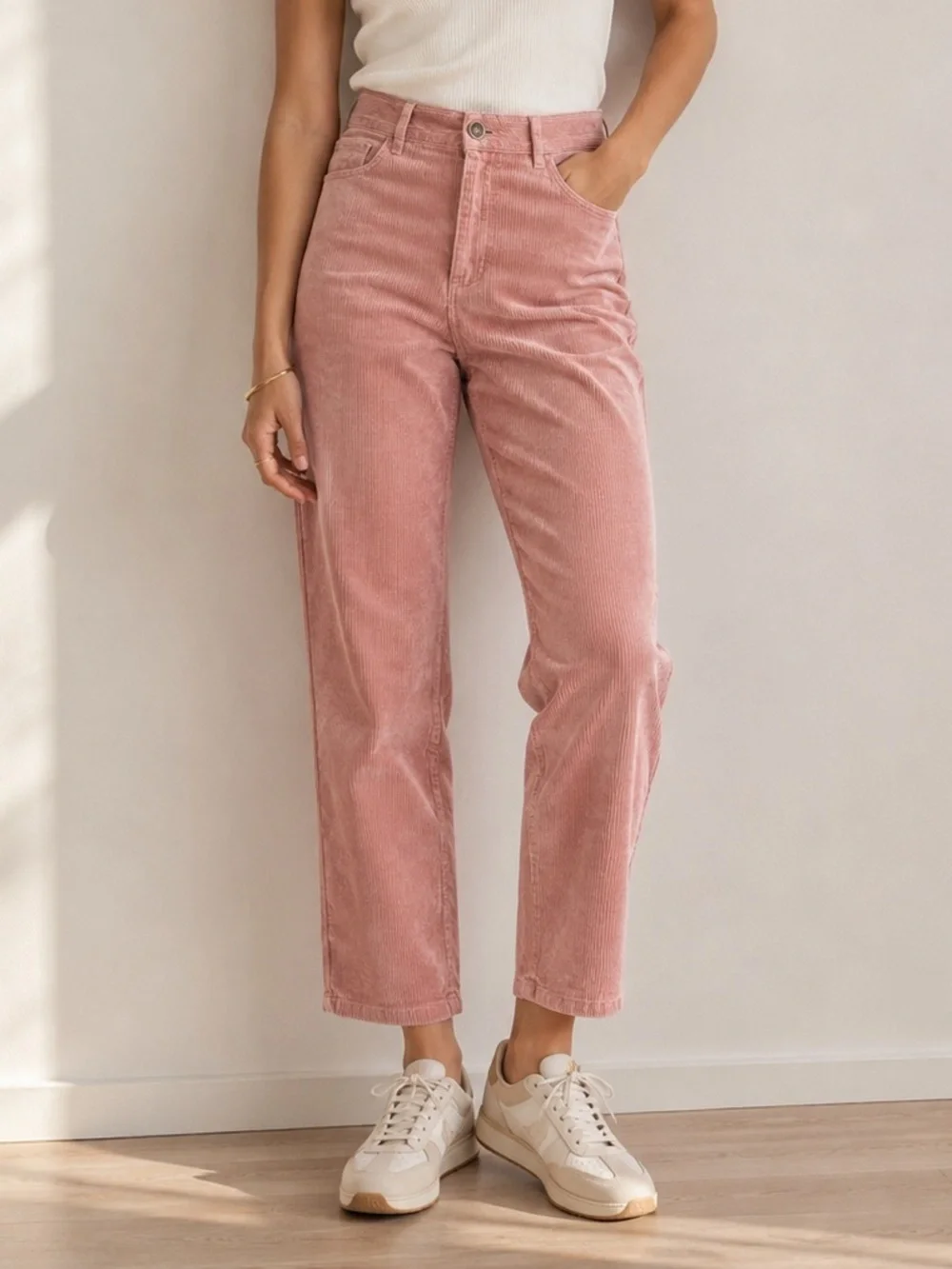 NWOT PAIGE Hoxton Slim High-Rise Stretchy Corduroy Jeans Rose Pink US 29 or 8